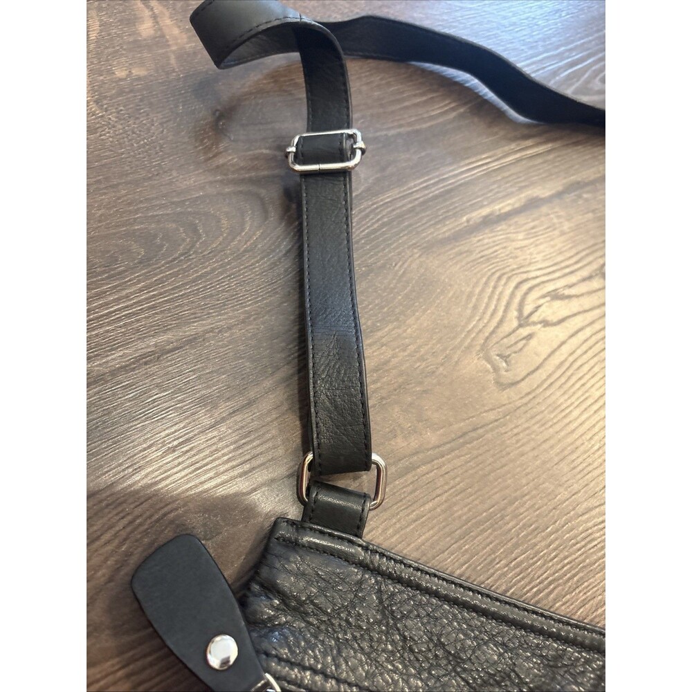Margot New York Black Pebbled Leather Shoulder Crossbody Bag Medium Size - Picture 10 of 10